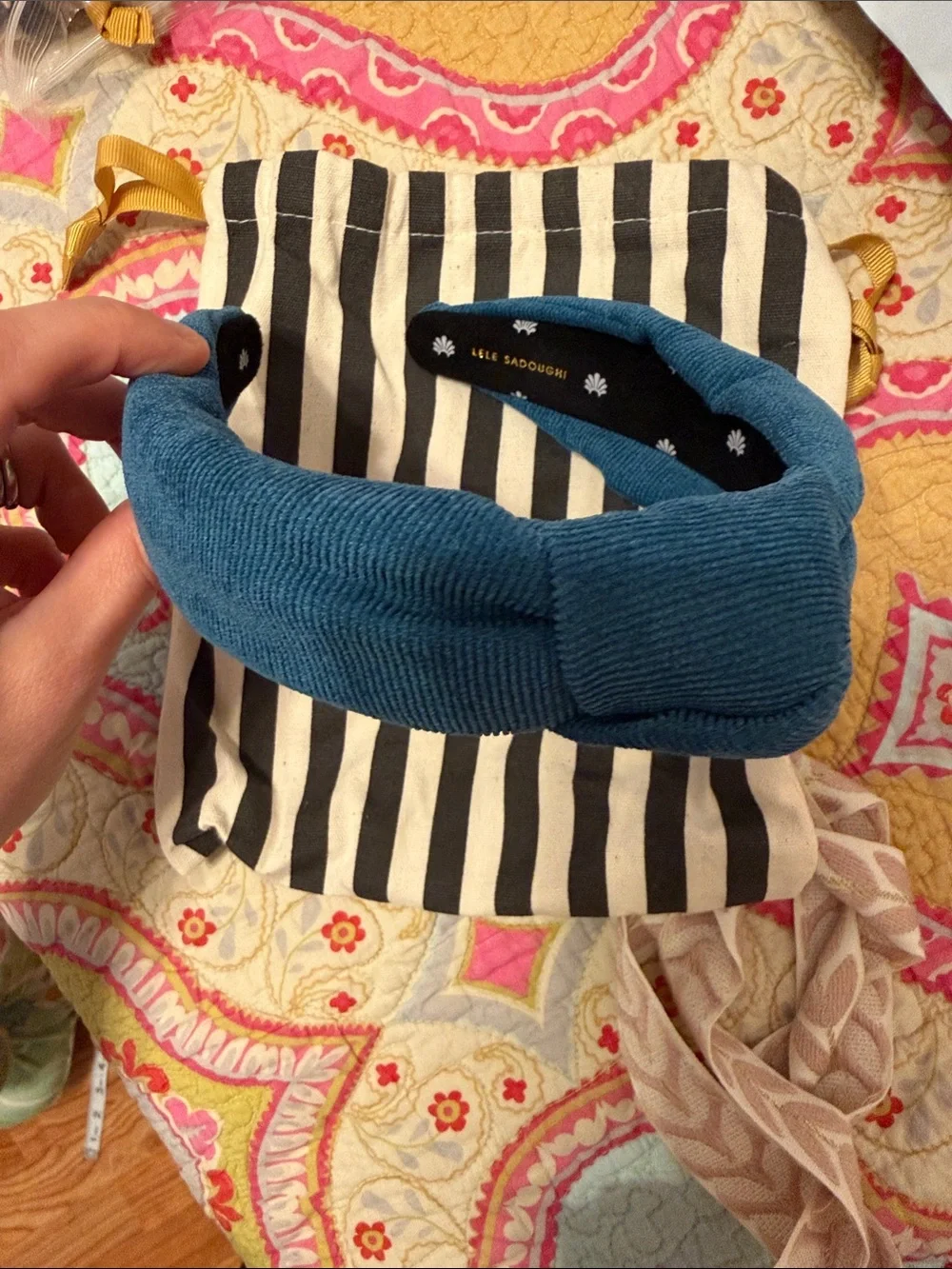 Lele Sadoughi Teal Knotted Headband